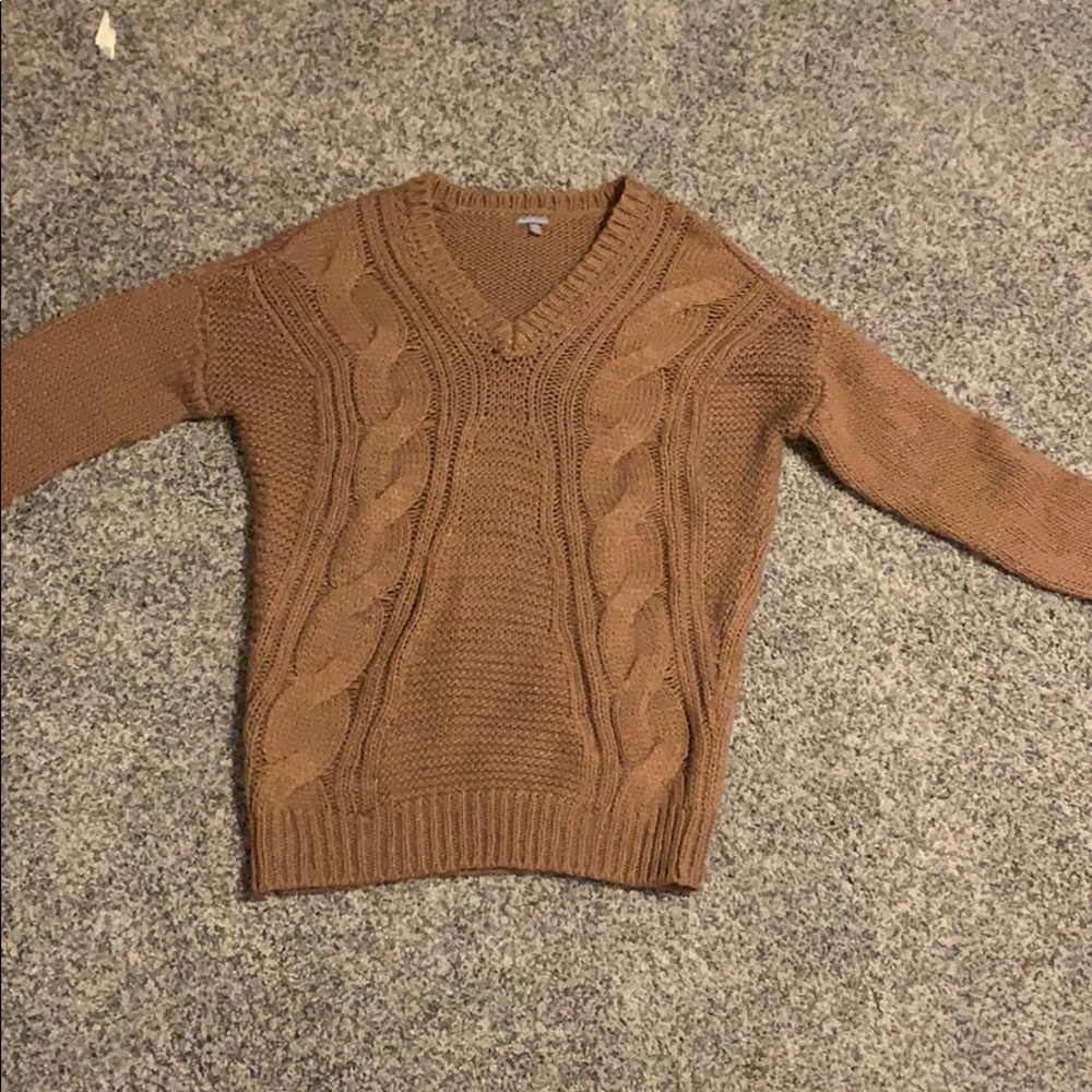 Brown v-neck sweater